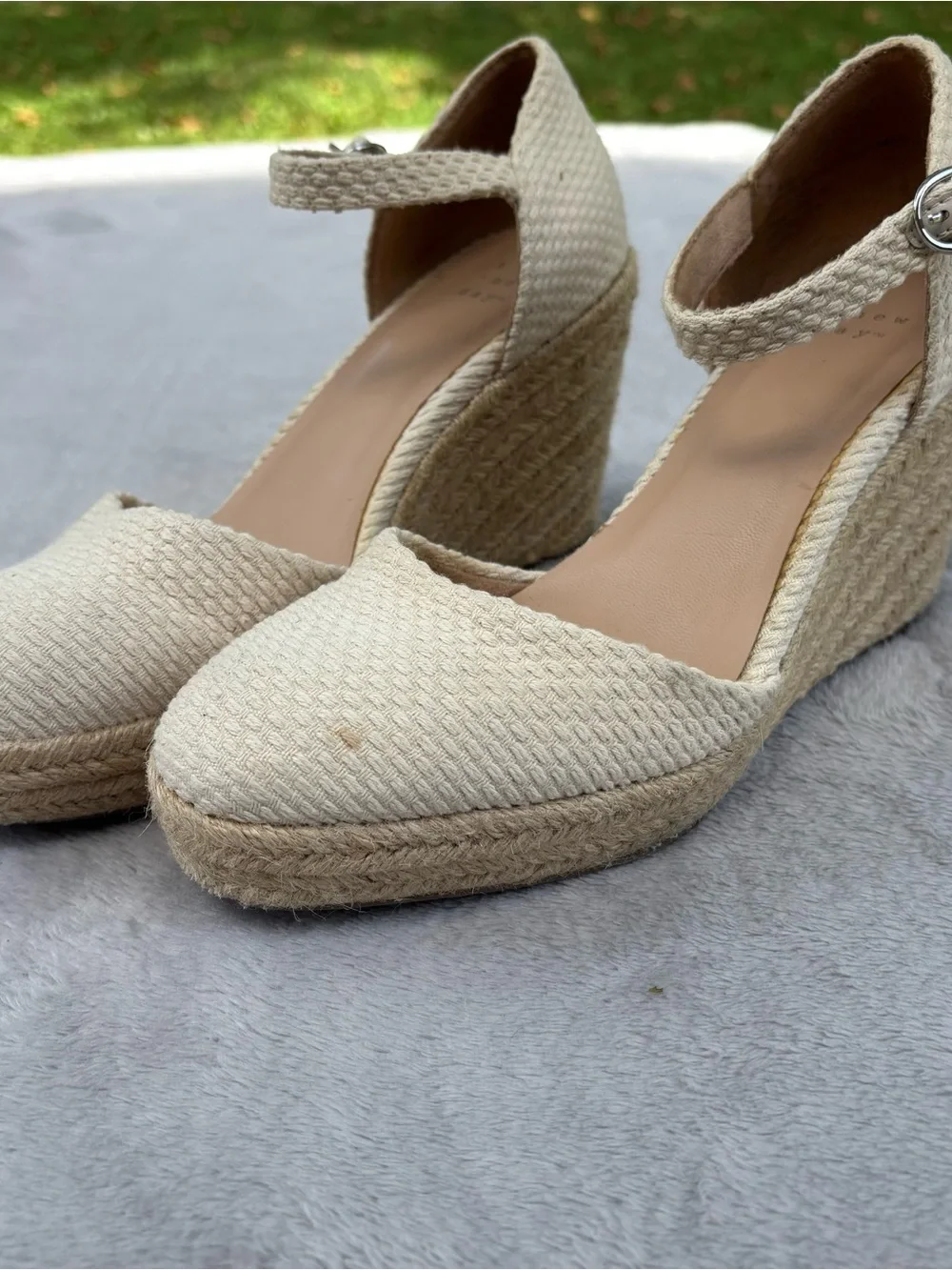 A New Day Women's Olivia Rounded Toe Espadrille Wedge Pumps, Cream Size 7 READ